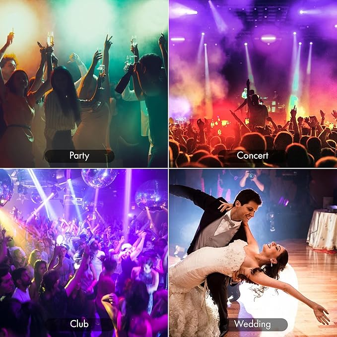 84W LED Par Can Lights, 6-in-1 RGBWA+UV Pro Led Stage Lighting with DMX512 & Remote, Pulse Change, Strobe, Sound Activation for Stage, Party, Wedding and DJ Events (2-Pack)