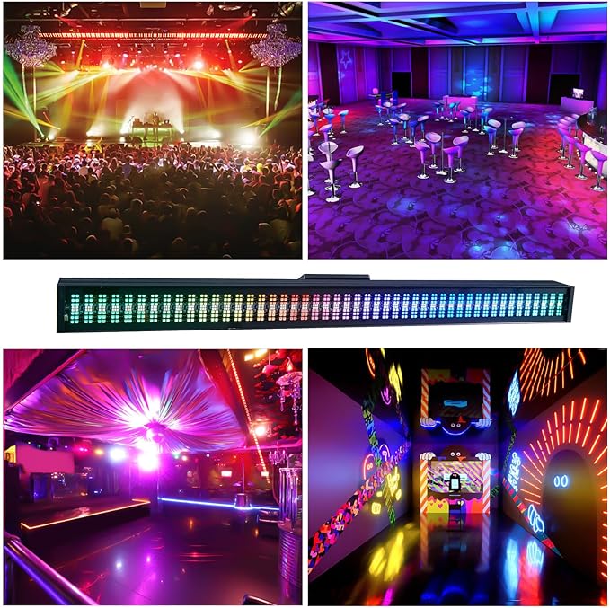 Stage Lights Bar 200W RGB DJ Light 192 Partition Pixels 760 LED Strobe Light DMX Sound Chasing Wash for Parties Club Disco Events Wedding Church