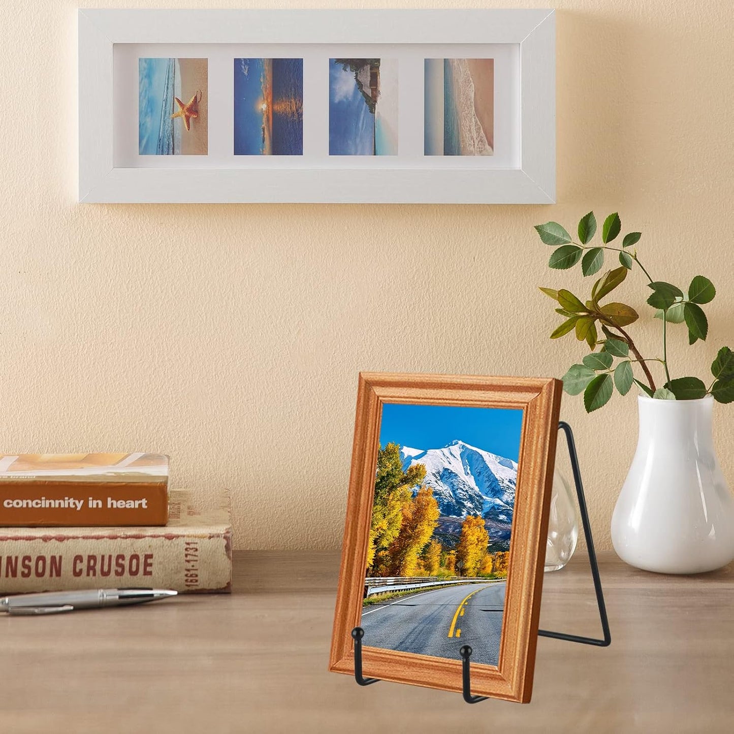 IBosins 5 Pack 6 Inch Plate Holder Display Stands, Metal Black Frame Stand for Picture, Book, Photo Easel, Creation, Collectibles