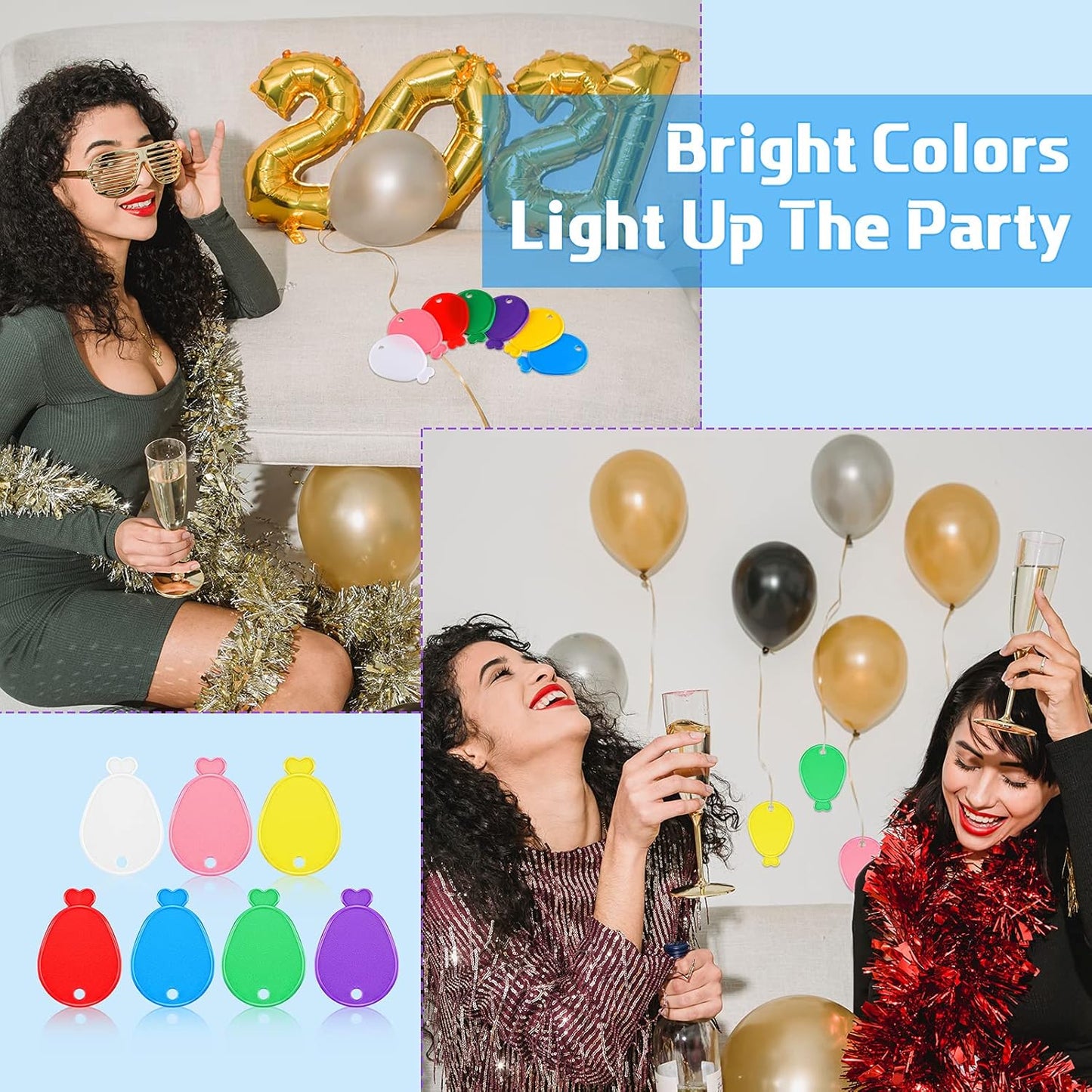 Lenwen 80 Pcs Balloon Weights Plastic Colorful Weights for Balloons for Birthday Party Decoration Wedding Holiday Celebration(Balloon Shaped,Rainbow)