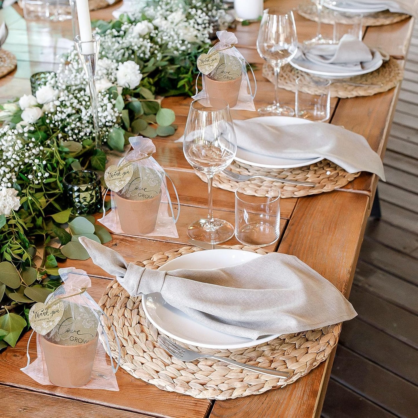 Cinrobiye 50 Sets Let Love Grow Wedding Favors for Guests Seed Packet Bags (Seed Not Include) with Tags & Labels Flowerpot for Bridal Shower Party Favors Bulk Wedding Souvenirs for Guests(Retro)