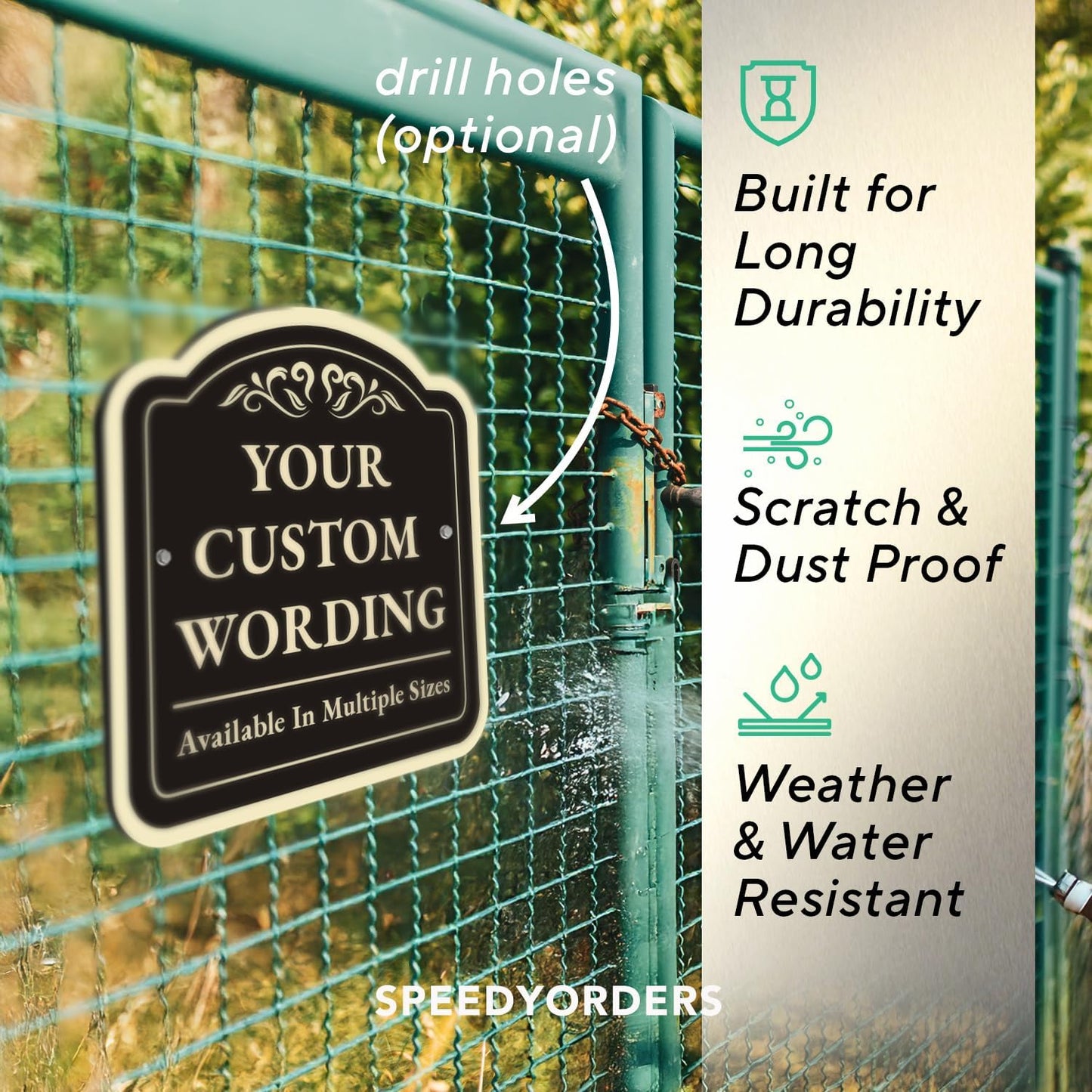 Custom Decorative Outdoor Metal Signs, Personalized Aluminum Signs, Waterproof Made In USA - Design 1 Black Charcoal 24x24 In