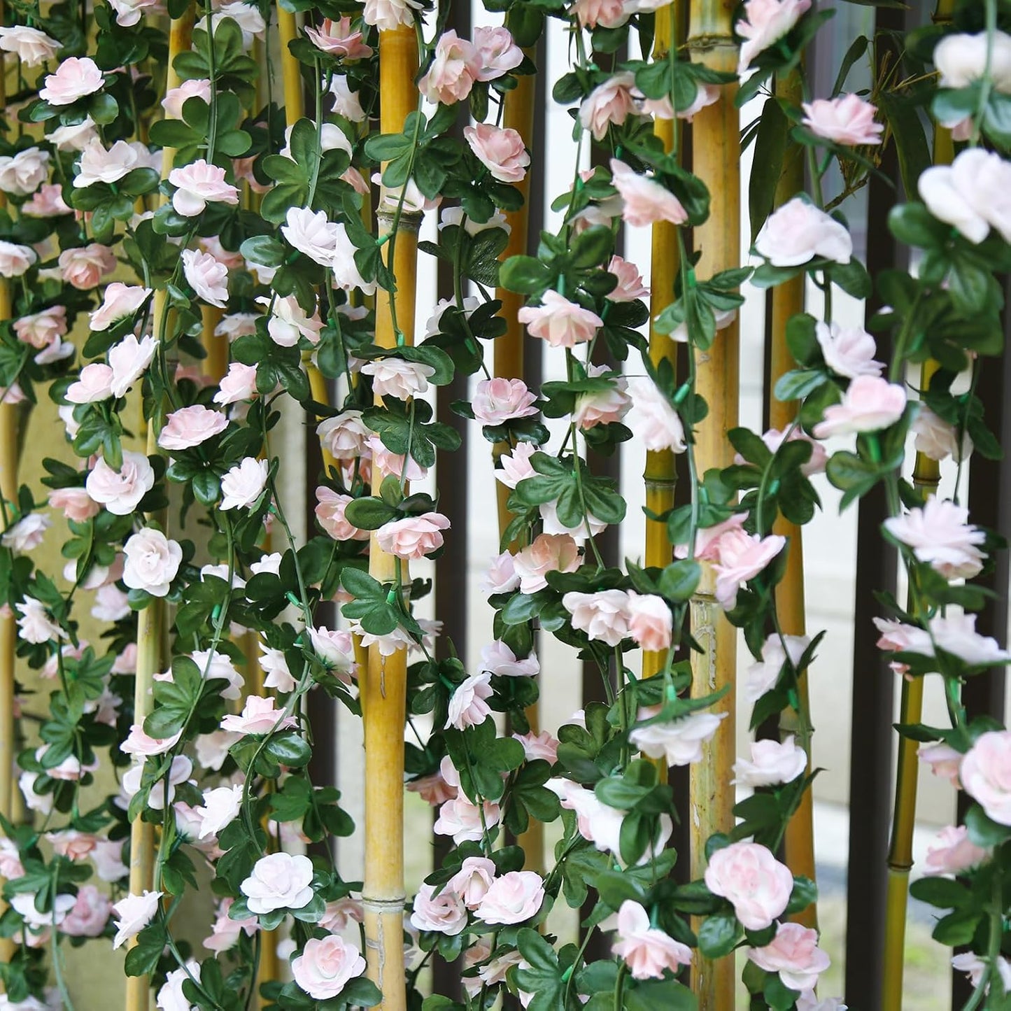 12 PCS 98.4 FT Artificial Flower Garland Rose Garland for Wedding Room Decor(12,Light Pink)