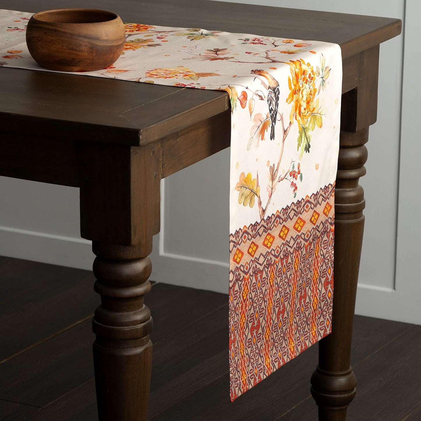 Maison d' Hermine Table Runner 100% Cotton Single Layer Table Runners 36 inches Long for Thanksgiving Christmas Decorations Home Kitchen Dining Party Wedding (Kelim - Prairie, 14.5" x 36")