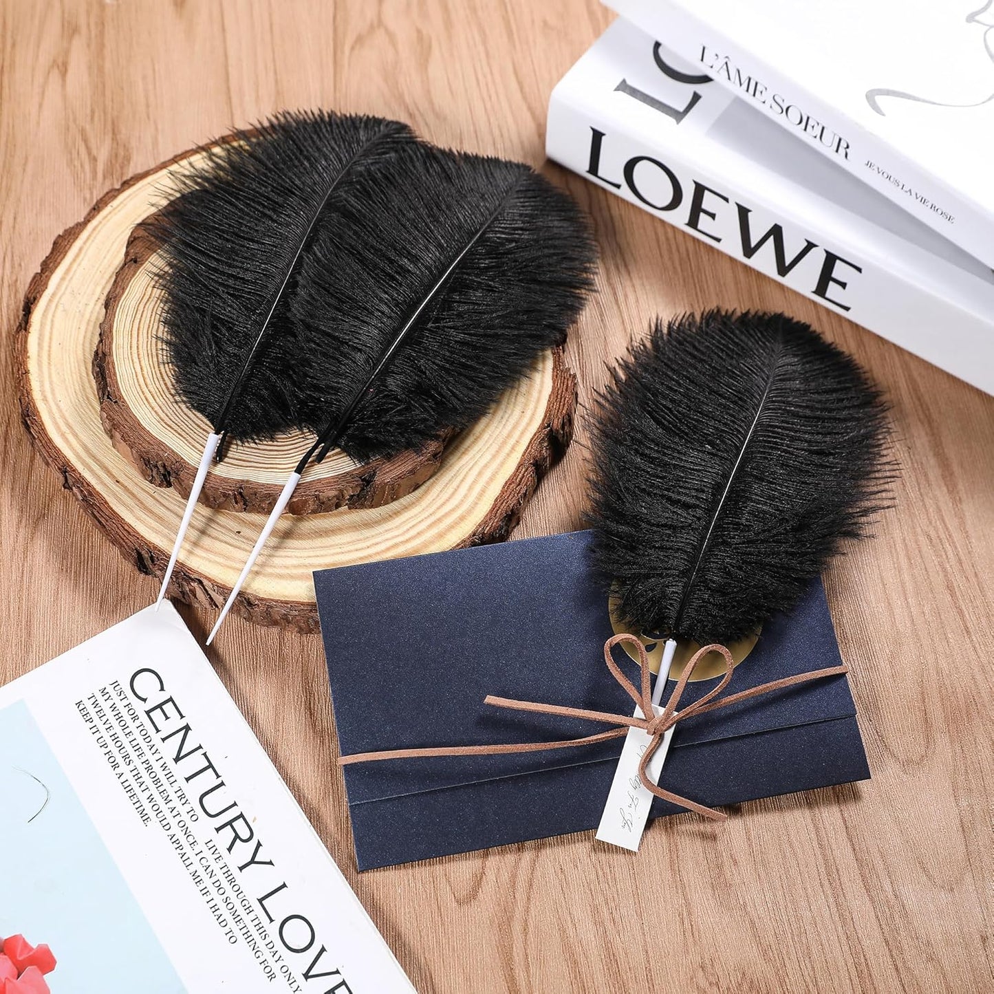 SOGUGOM Black Craft Ostrich Feathers - 30PCS 8-10 inch Ostrich Feathers Kit for Centerpieces, Kindergarten Crafts, Dream Catchers and DIY Projects(Black)