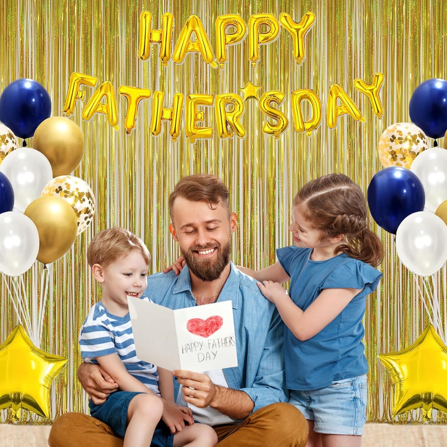 Melsan Gold Foil Curtain, 2 Pack 3.2 ft x 8.2 ft Tinsel Foil Fringe Curtains Backdrop, Sparkle Metallic Foil Fringe Curtains for Class of 2025 Retirement Fathers Day Decorations Photo Booth Props