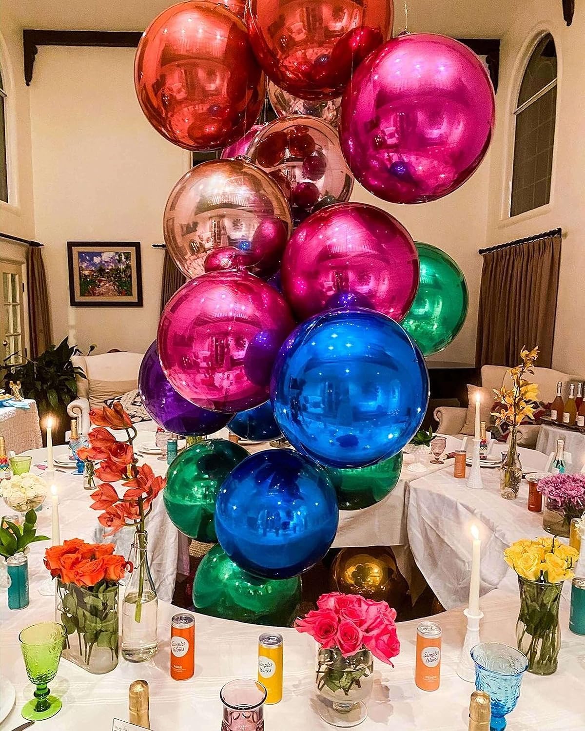 LHOAVWE 6 Pack Blue 22 Inch 4D Big Round Foil Balloons for Wedding, Birthday, Bridal Shower, Baby Shower Decorations