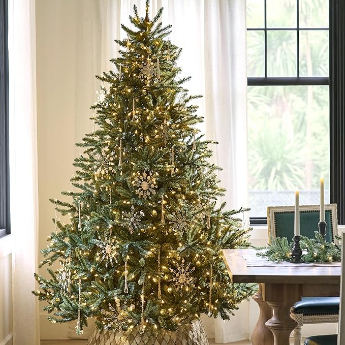 Balsam Hill 6.5ft Pre-Lit Classic Blue Spruce - Artificial Christmas Tree with 2,144+ Tips, 700 Clear LED Lights, Easy Plug Technology & Premium Stand for Indoor Holiday Decorating
