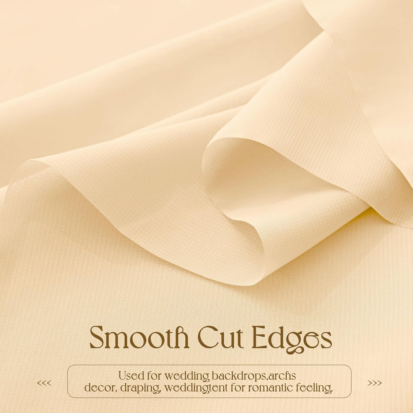 VACVELT Wedding Arch Draping Fabric Champagne Chiffon, 1 Panel Sheer Drapes 30 Inch x 20ft Chiffon Backdrop Curtain Decor, Outdoor Sheer Drapery for Ceremony Party Ceiling