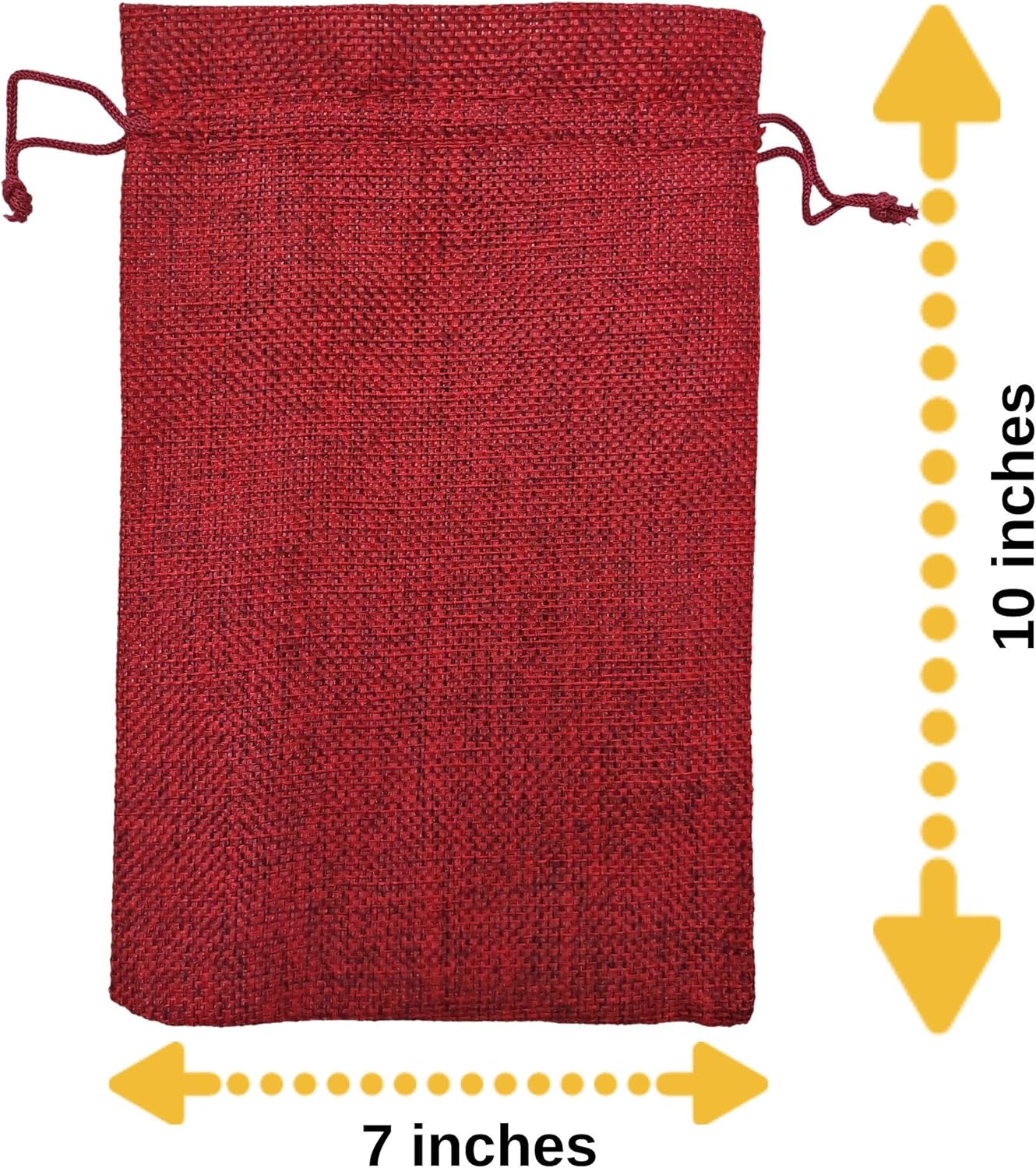 Supply Friend 50 Red Burlap Bags with Drawstring, 7x10 Inch Gift Bag Bulk Pack for Mugs, Mason Jars, Christmas, Wedding Party Favors, Jewelry and Treat Pouches