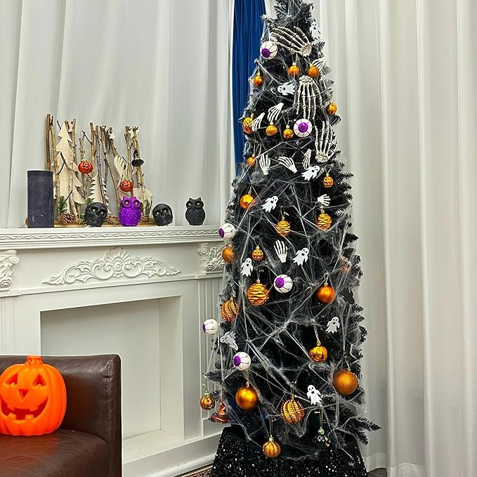 XmasExp 24ct Christmas Ball Ornaments Set Yellow Shatterproof Xmas Tree Hanging Decorations Perfect for Fall Thanksgiving Holiday Decor (Orange, 2.36")