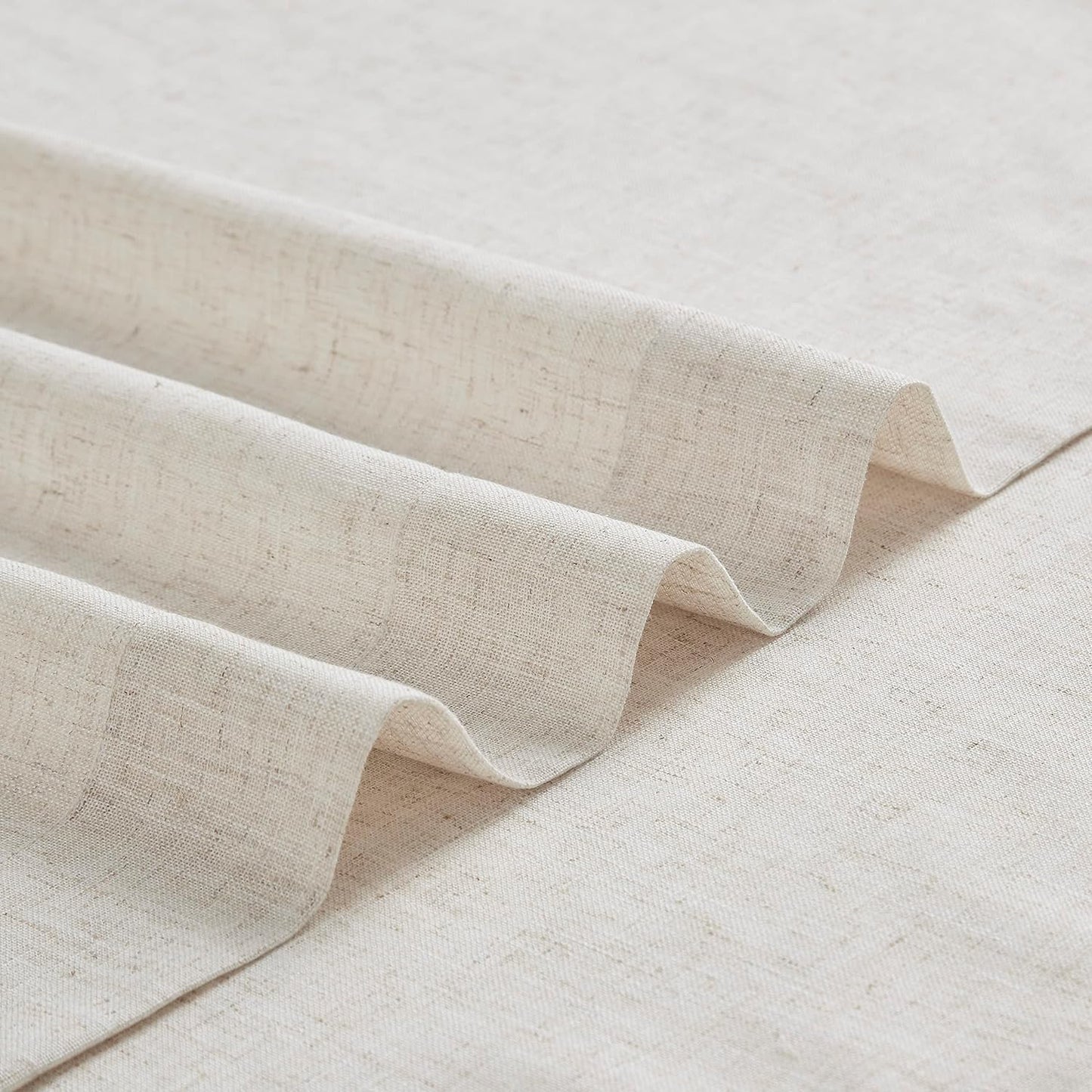 Vision Home Natural Pinch Pleated Semi Sheer Curtains Textured Linen Blended Light Filtering Window Curtains 72 inch for Living Room Bedroom Pinch Pleat Drapes with Hooks 2 Panels 42" Wx72 L