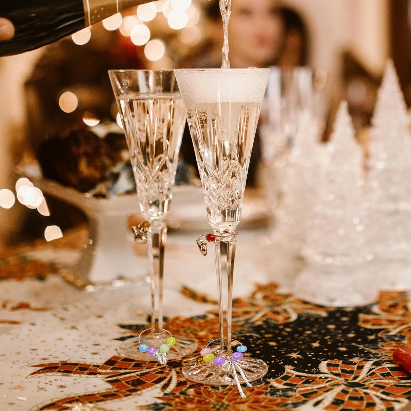 50 Sets Wine Glass Charms, Wine Charms for Stem Glasses, DIY Reusable Drink Markers for Weddings & Bachelorette with Alphabet Beads