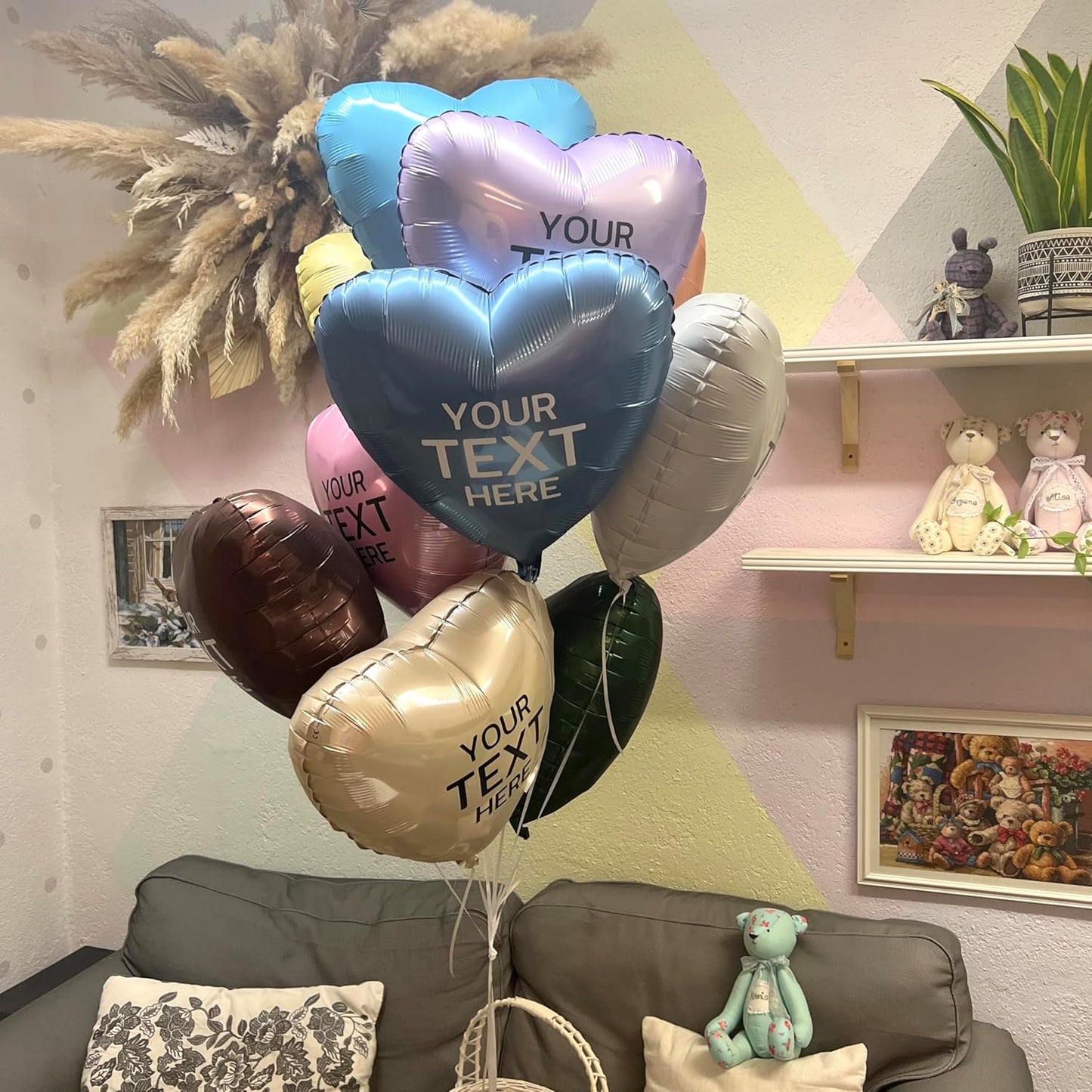 Сustom Balloons Name Personalized foil Balloon Heart 19 inch Satin and Glossy Colors Any Text Gift Idea Surprise Customizable Birthday Wedding Anniversary Party Decoration Gifts Surprise