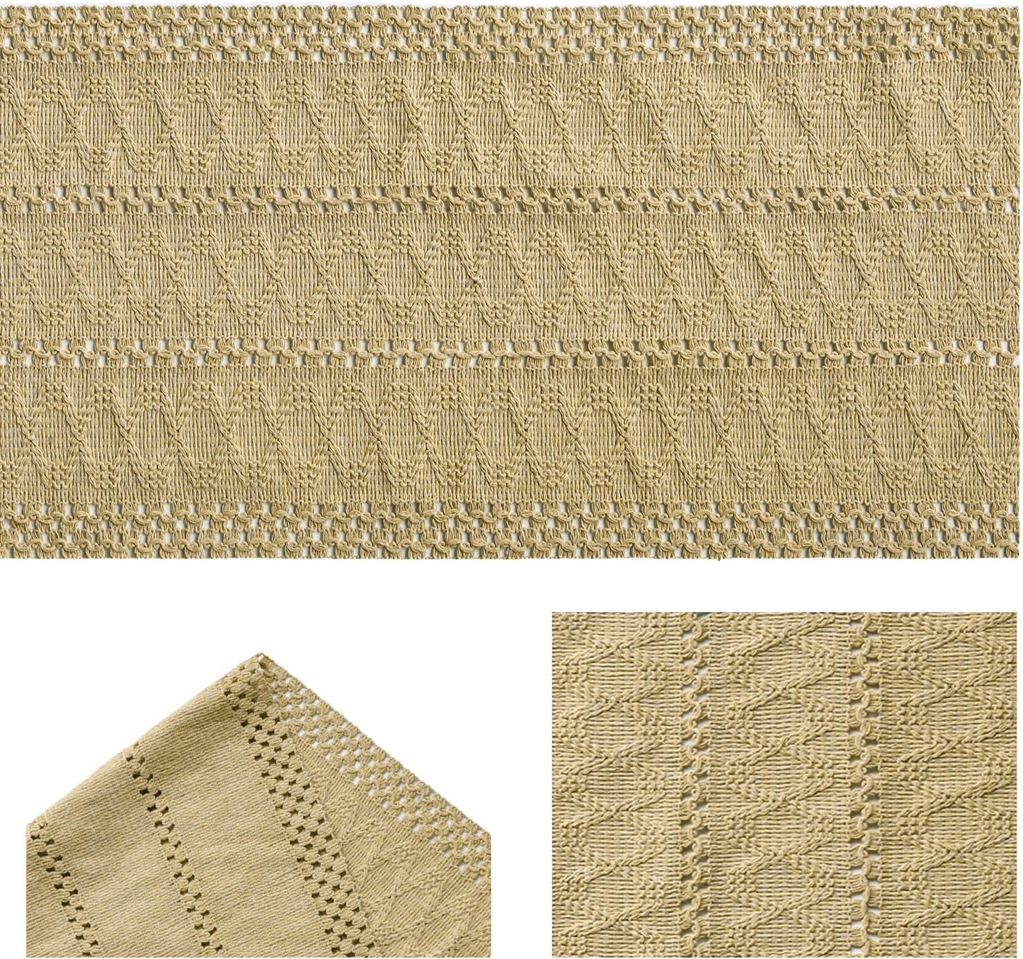 Artoid Mode Burlap Brown Farmhouse Woven Rustic Hollow Table Runner, Seasonal Holiday Hollow Kitchen Dining Table Decoration for Home Party Decor 12x60 Inch