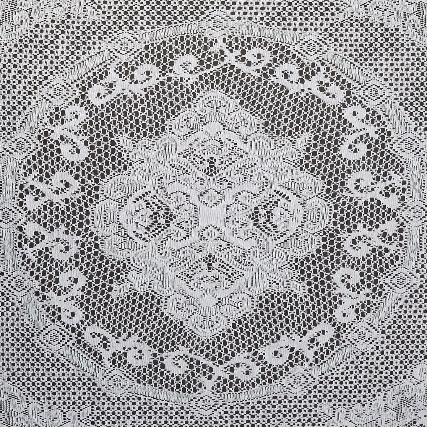 Juvale Round Lace Tablecloth - 59-Inch White Polyester - Scalloped Edge Circle Tablecloth with Floral Overlay & Vintage Decor for Wedding Receptions & Home