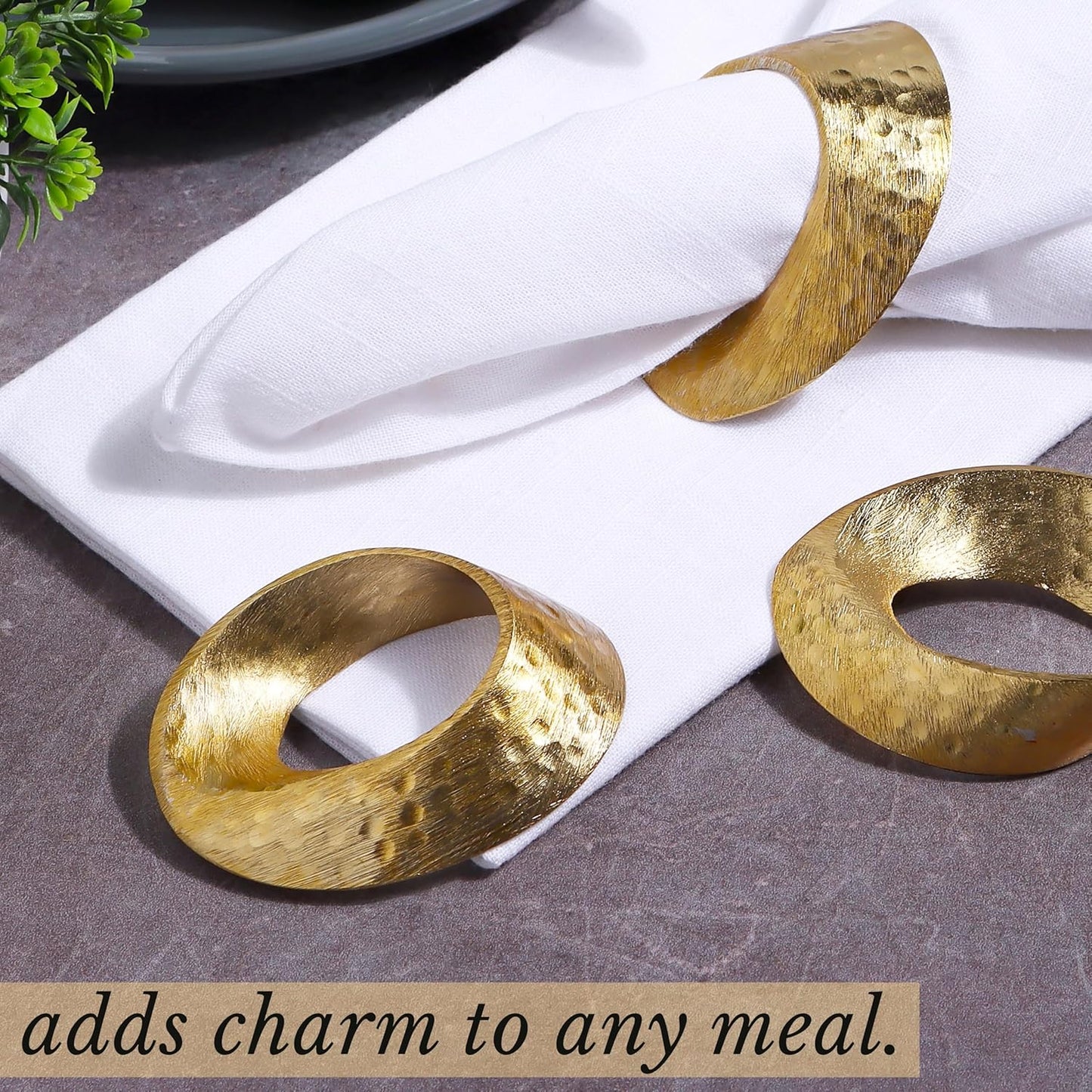 Metal Napkin Rings Set of 12 - Gold Mobius Design for Table Decor, Elegant Napkin Holders for Dinner, Wedding, Party, Holiday, Thanksgiving, Christmas & Everyday Use - ALPHA Living HOME