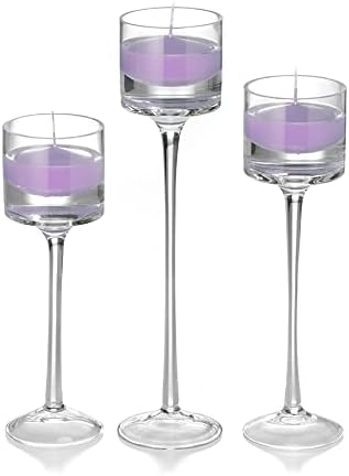 yummi Set of 18 Floating Candles and Monet Stem Holders - Violet