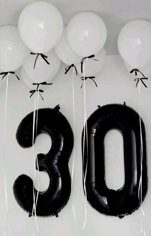 Black 40 Inch 30 Number Balloons, Balloon Decorations for 30 Birthday, Foil Giant 30 Birthday Graduations Anniversary Party