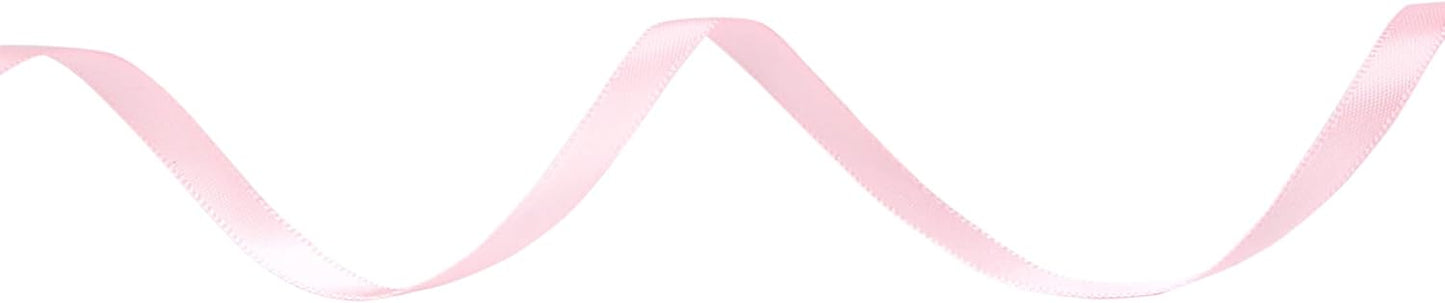 Ribbli Double Faced Light Pink Baby Pink Satin Ribbon,1/4” x Continuous 25 Yards,Use for Bows Bouquet,Gift Wrapping,Baby Shower,Floral Arrangement