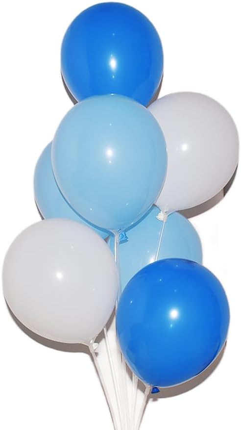 300 Pack Blue and White Balloons 5 Inch Mini Blue Light Blue White Latex Small Balloons Set for Birthday Wedding Bridal Baby Shower Supplies Graduation Party Decorations