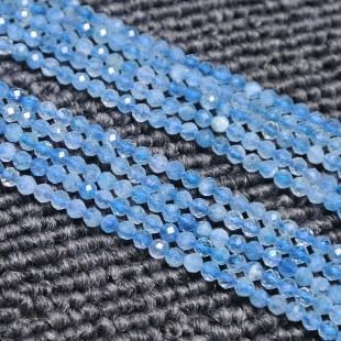 Song Xi 180pcs 2mm Natural Aquamarine Gemstone Beads Faceted Round Loose Stone Beads for Jewelry Making