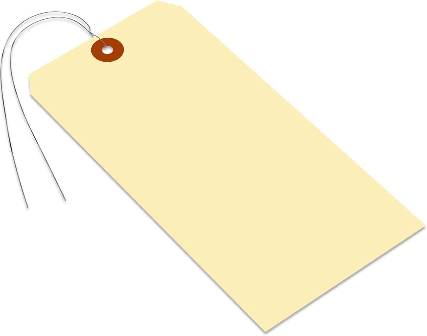 SmartSign Blank Manila Shipping Tags with Wire, Size-12, Pack of 50, 15pt Thick Prewired Cardstock Tag, 8 x 4 inch Paper Hang Tags with Reinforced Fiber Patch