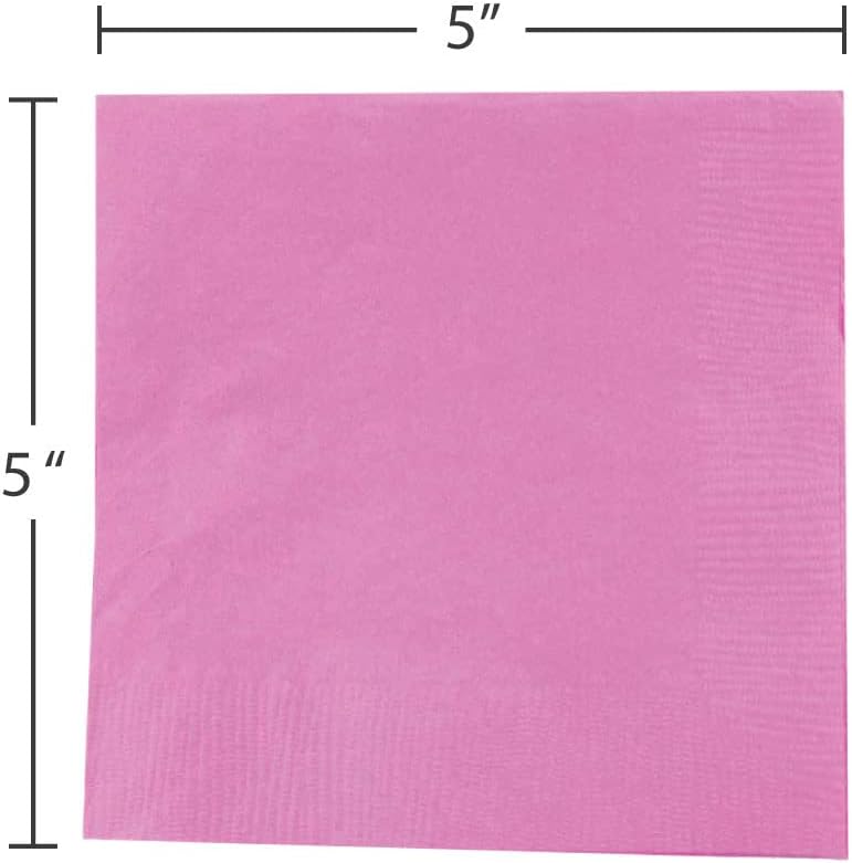 JAM PAPER Small Beverage Napkins - 5 x 5 - Pink - 50/Pack