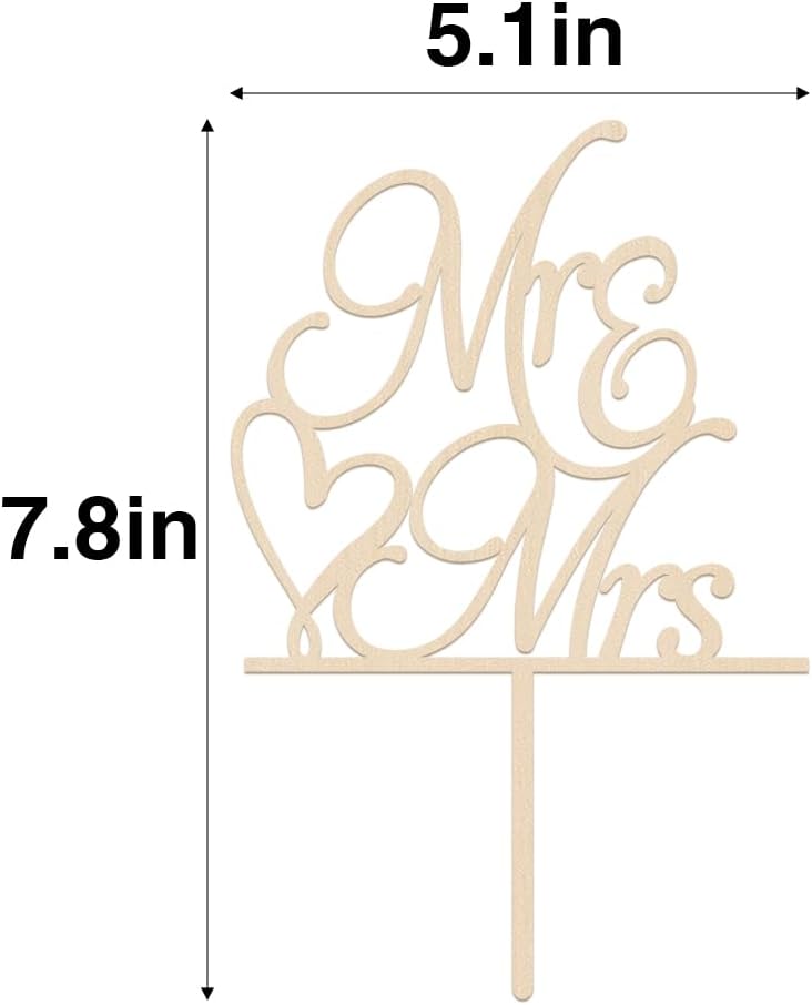 wood Mr and Mrs Cake Topper,Bride and Groom Sign Wedding/Engagement/Anniversary Cake Toppers Decoration