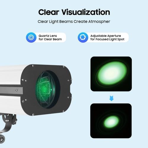 350W Stage Spotlight with Tripod, Professional Follow Light with 6 Colors & 3 Color Temperatures (5600K、6000K、3200K), Theater Lights DJ Lighting for Wedding Party, DJ Show, Theater (350, Watts)