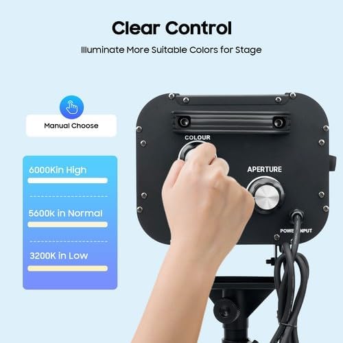 230W LED Stage Spotlight with Tripod, Professional Follow Light with 6 Colors & 3 Color Temperatures (5600K、6000K、3200K), Theater Lights DJ Lighting for Wedding Party, DJ Show, Theater (230, Watts)