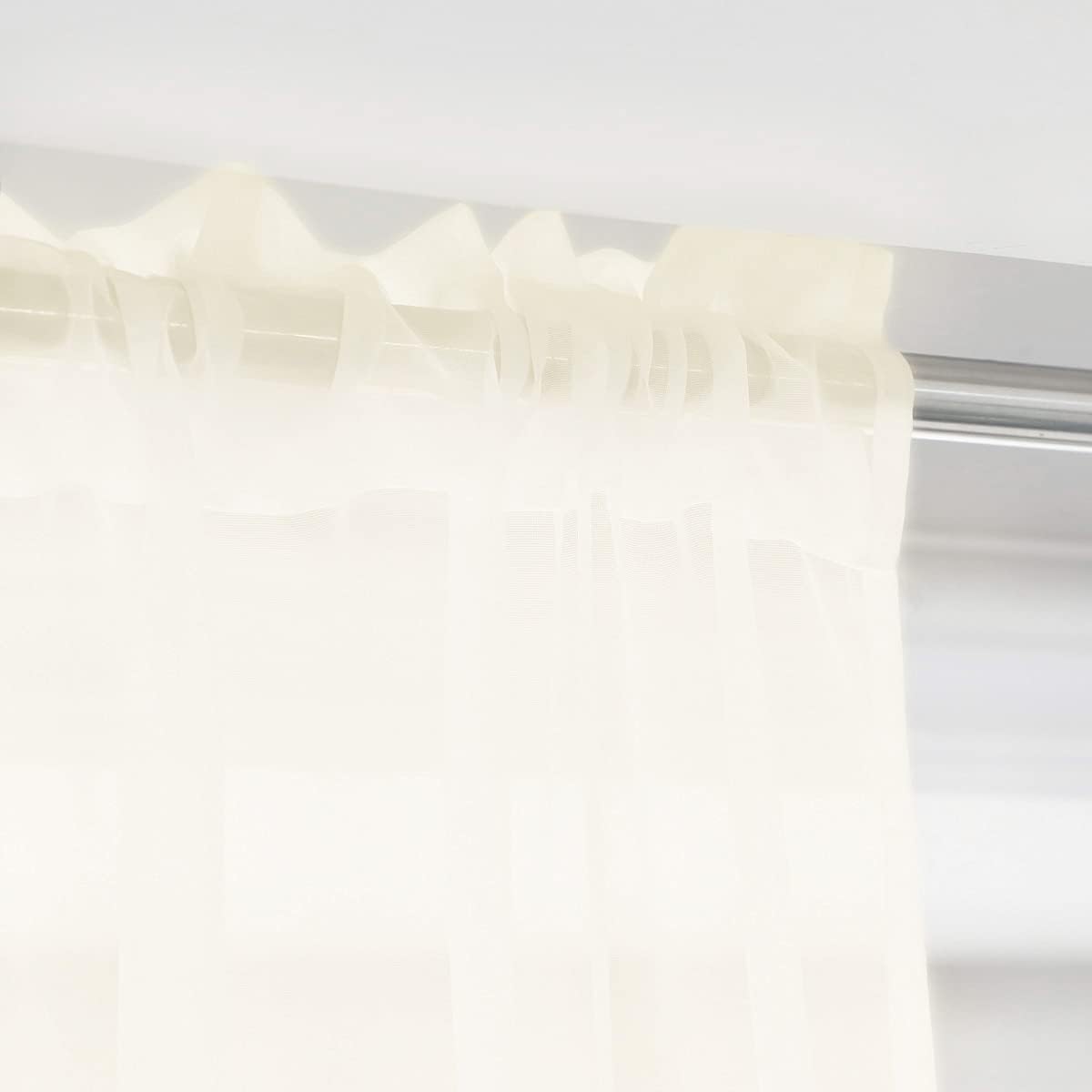 Window Beige Sheer Curtains 48 Inches Width 108 Inches Long 2 Panels Sheer Curtains Clear Curtains Basic Rod Pocket Panel for Home/Living Room/Bedroom/Kids Room