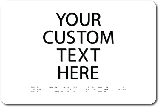ALPHA DOG ADA SIGNS Custom ADA Compliant Braille Sign, 6"x9" Room Identification Plaque, Tactile Text, Raised Letters, Personalized 4-Line, Indoor/Outdoor, USA-Made (White)