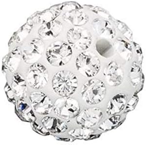 50pcs Adabele Grade A Suncatcher Crystal Rhinestone Pave Loose Beads 8mm Clear White Polymer Clay Disco Ball Spacers Compatible with Shamballa All Craft Jewelry Making DB8-1