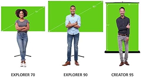 Valera 90in Green Screen Backdrop with Stand for Streaming, Ultra Portable 2 Min Setup, Portrait & Landscape, Tripod & Wall Mount, for Tiktok Zoom Video Meetings & More, +1k Free Backgrounds Included