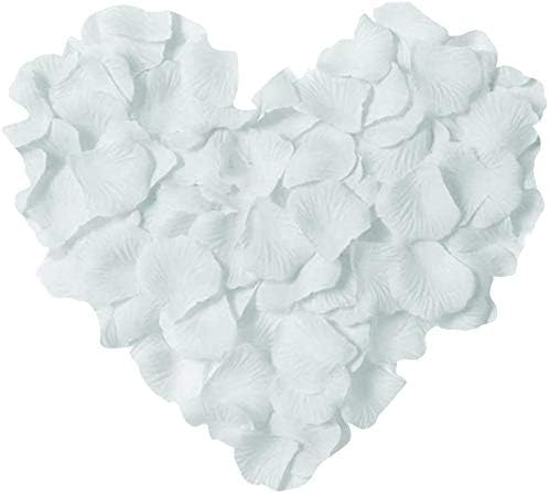 ocharzy 1000 PCS Rose Petals Fake Rose Petals for Romantic Night, Wedding Flower Decoration, Party, Events (White)