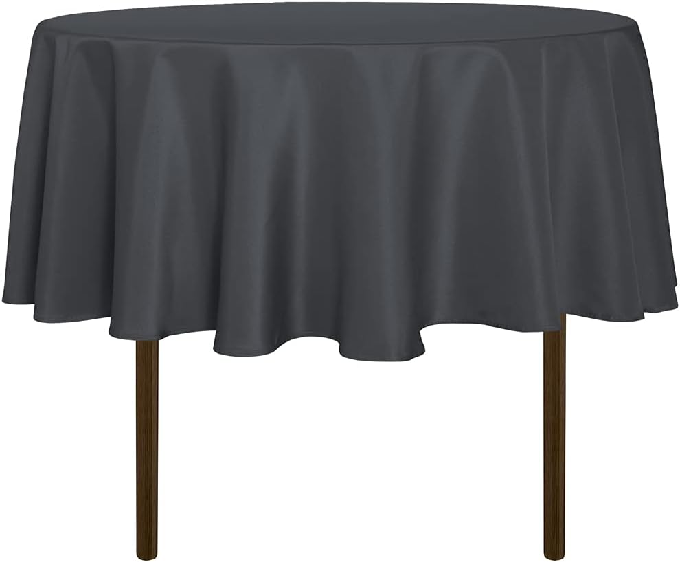sancua Round Tablecloth - 48 Inch - Water Resistant Spill Proof Washable Polyester Table Cloth Decorative Fabric Table Cover for Dining Tables, Buffet Parties and Camping, Grey