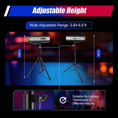 200W LED Stage Spotlight with Tripod, Manual Professional Follow Spot Light with 6 Colors, Portable Theater Lights DJ Lighting for Wedding Party, DJ Show, Theater, Ship in 2 Packages (200, Watts)
