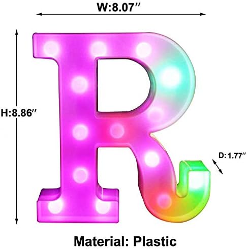 Pooqla Colorful LED Marquee Letter Lights with Remote – Light Up Marquee Signs – Party Bar Letters with Lights Decorations for The Home - Multicolor R