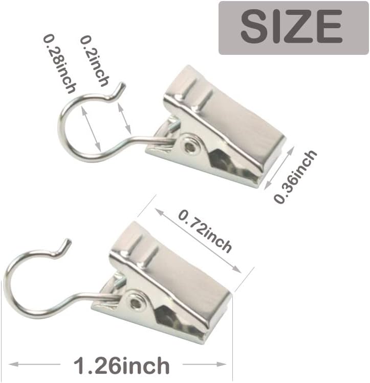 30 Pcs Curtain Clips with Hooks, Heavy Duty Metal Shower Clip Hook Set for Hanging Photos Art Craft Display Home Decoration