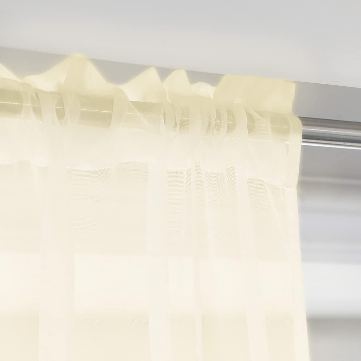 Window Light Yellow Sheer Curtains 60 Inches Width 72 Inches Long 2 Panels Sheer Curtains Clear Curtains Basic Rod Pocket Panel for Home Living Room Bedroom Kids Room Yard Patio Parlor Sliding