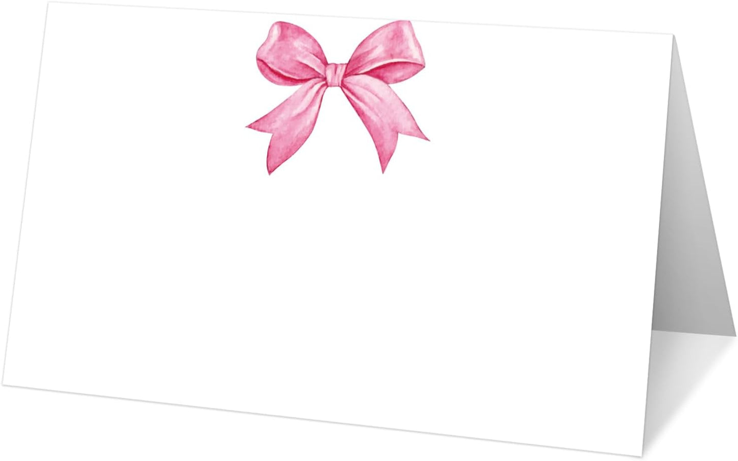 25 Pink Bow Place Cards for Table Seating, Watercolor Wedding Name Place Card, Tent Cards for Birthday Baby Shower Bridal Shower Reception Dinner Party Decorations -A25