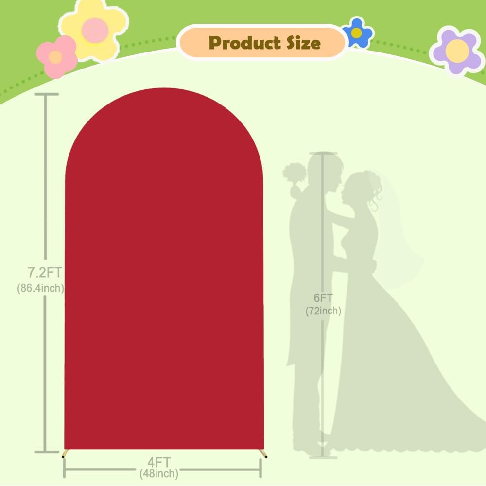 Red Arch Cover Wedding Arch Stand Covers 7.2FT Arch-Backdrop-Cover Spandex Arch Covers Stretchy Backdrop for Arches Wall Panels Chiara Back Drop Cover Baby Shower Balloon Party Decorations