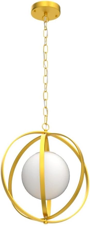 Gold Orb Chandelier 1 Light Globe Pendant Light Fixtures with White Globe Glass Lampshade Hanging Ceiling Light for Dining & Living Room, Bedroom, Foyer and Kitchen Island