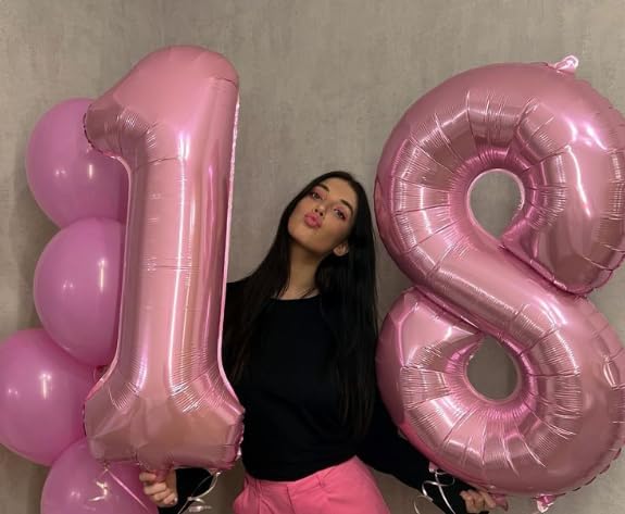 Pearlescent Pink Number 1 Balloon 40 inch, Number 1 Birthday Balloon for Boy Girl, Pearl Pink One Balloon for 1st 10 11 12 16 18 Birthday Party, Anniversary Celebration Number Balloons Decorations