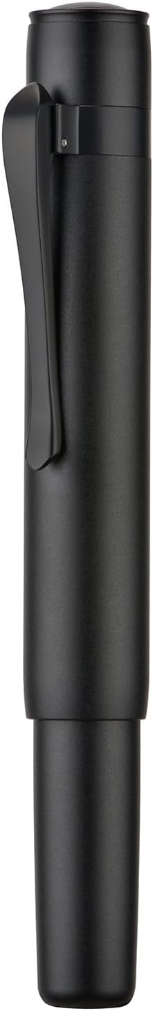 Hongdian M2 Black Forest Mini Fountain Pen, Medium Soft Nib & Sleek Shape Aluminium Short Pocket Travel Pen (Matte Black)