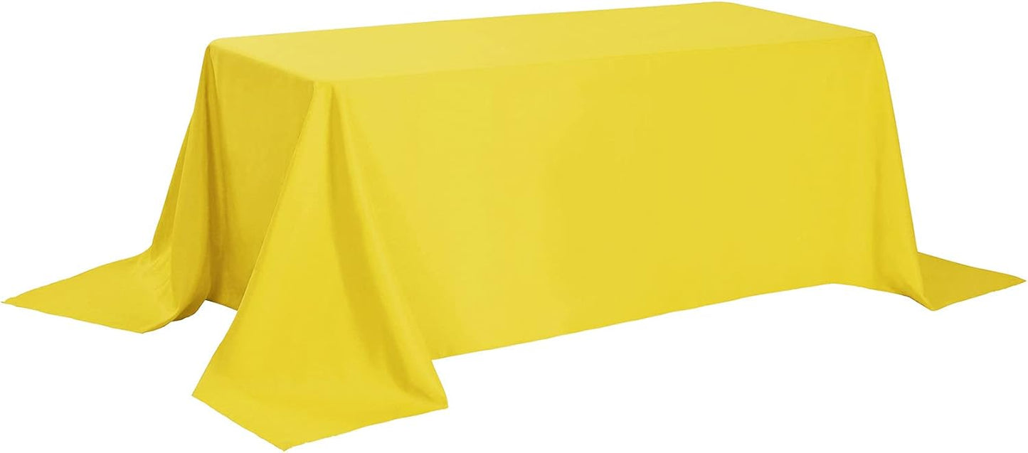 Rectangle Tablecloth 90x132 inch Washable Polyester Fabric Table Cloth for Wedding Party Dining Banquet Decoration（90x132, Yellow）