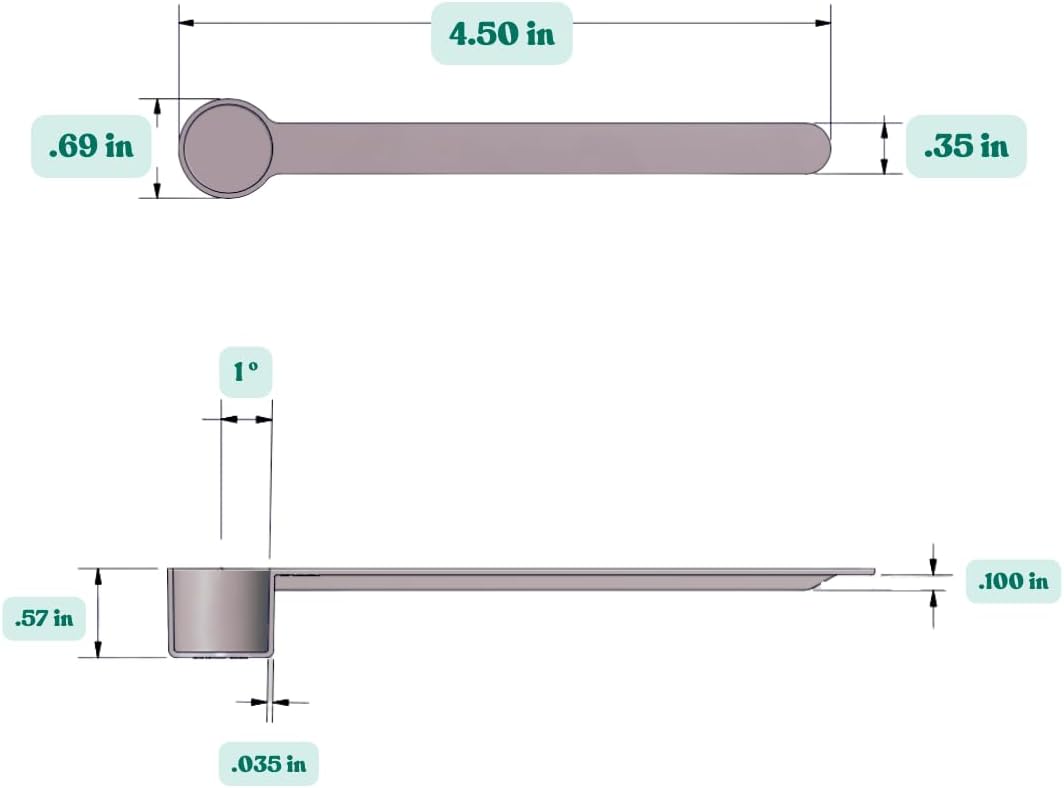 1/2 Teaspoon (2.5 mL) Long Handle Scoop for Measuring Coffee, Pet Food, Grains, Protein, Spices and Other Dry Goods (Pack of 10)