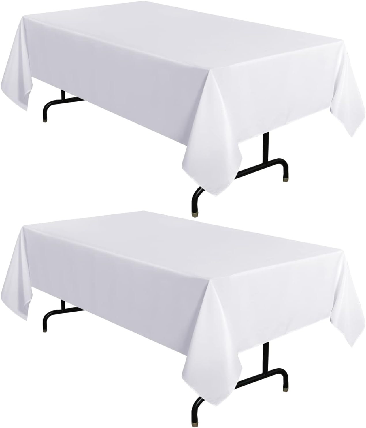 sancua 2 Pack White Tablecloth 54 x 78 Inch, Rectangle 4 Feet Table Cloth - Stain and Wrinkle Resistant Washable Polyester Table Cover for Dining Tables, Buffet Parties and Camping
