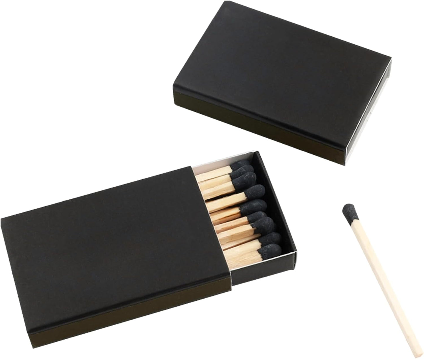 100 Boxes Blank Black Wooden Matches | Strike on Box Matchboxes Traditional Wooden Matchsticks | Wedding Party Event Favors to Customize